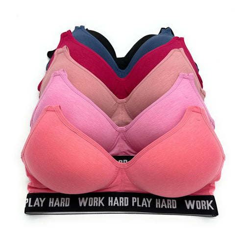 6 pcs Wire Free Gym Light Padded Raceback Cotton Sports Bra B/C/D Cup 40C